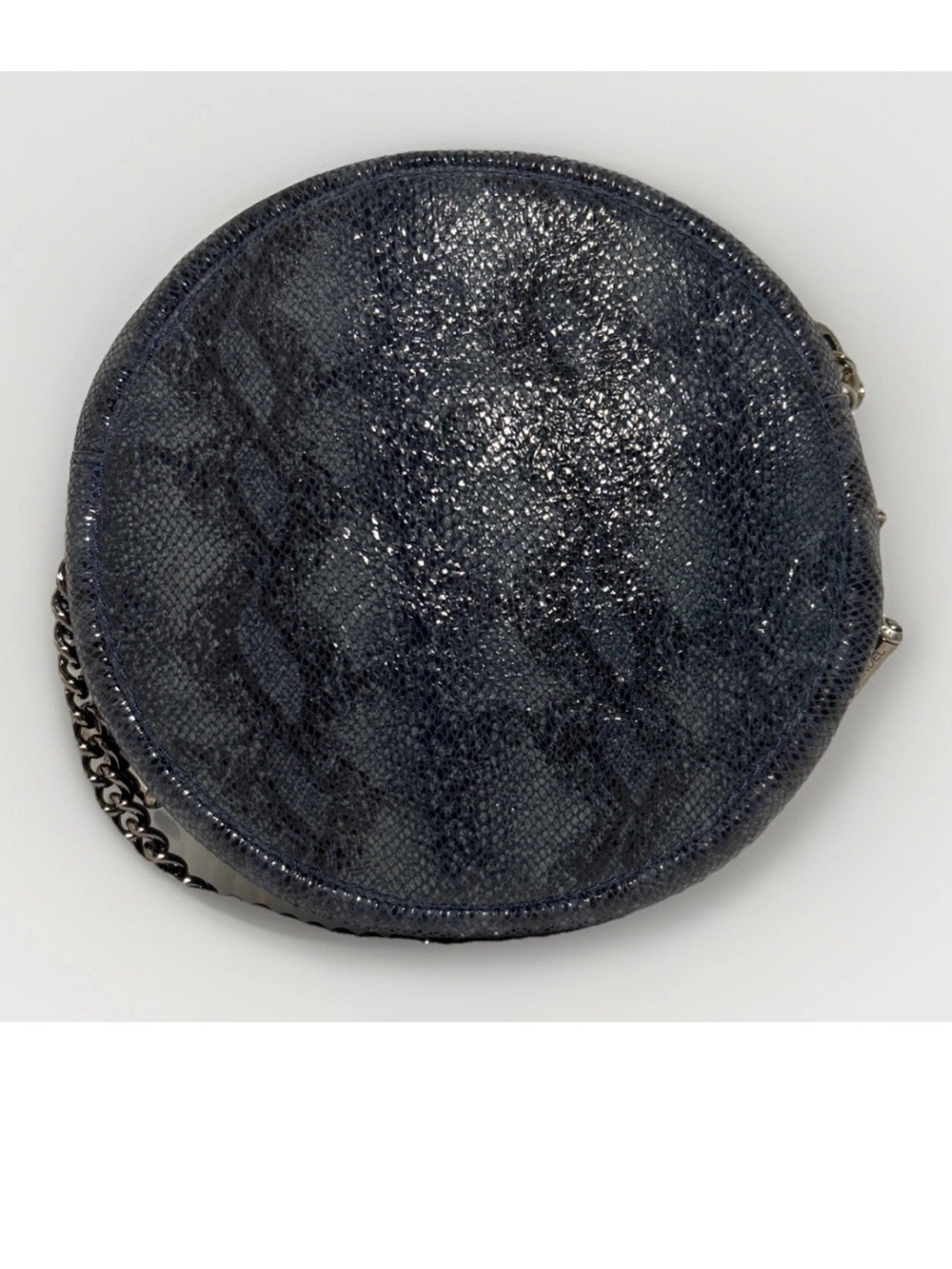 Rare Henri Bendel Blue Shimmering Snake Skin Crossbody w Metal & Studded Strap
